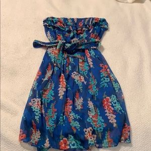 Blue dress with flower accents